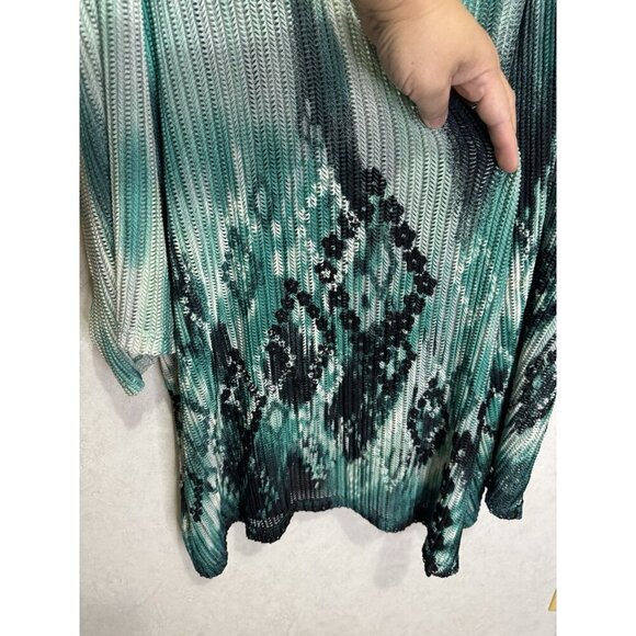 CATHERINES Fish-Knit Like Green Cardigan Cover-up Textured Stretchy Beach Sz 4X - Picture 5 of 6